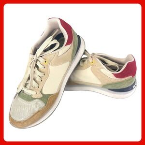 HOFF Memphis Sneakers Womens 9 Beige Green Brown Suede Mesh Fashion Trainers